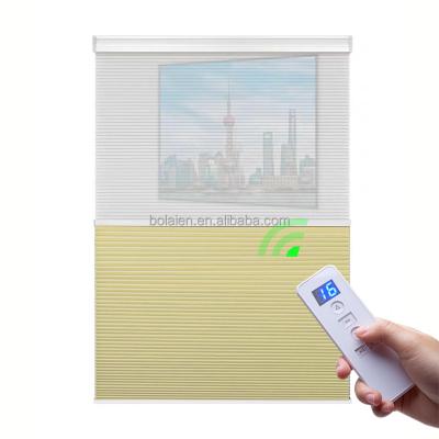 China UV Cordless Motorized Electric Cellular Honeycomb Shades Day And Night Shades for sale