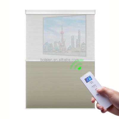 China Day and Night Protection Dual Cell UV Blinds Remote Control Honeycomb Shades for sale