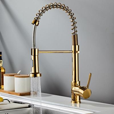 China Pull Out Kitchen Gold Faucet Pull Spring Spray Factory Direct Sale Kitchen Sink Faucet Pull Out for sale