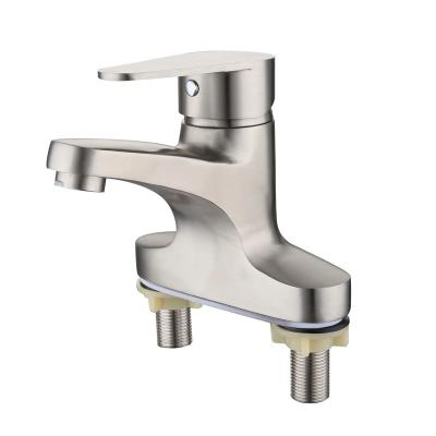 China Foreign Trade 304 Stainless Steel Double Sink Faucet Hand Basin Metered Basin Hot And Cold Water Faucet for sale