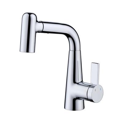 China Metered Faucets Toilet Lifting Pulling Lavatory Hand Spout Telescopic Triple Function Hot And Cold Water Faucet for sale