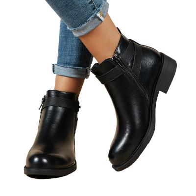 China Deodorization Women's Short Leather Winter Doc Marten Chunky Thick Women's Black Boots for sale