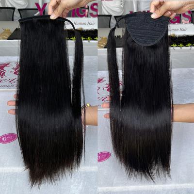 China Remy Brazilian 100G 100% Straight Human Hair Ponytail Hair X-Ring Clip In Hair Ponytail Extensions for sale