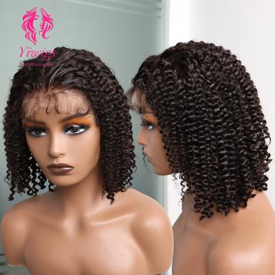 China Cheap Black Short Peruvian Bob Wig, Kinky Curly Human Lace Front Wig, Brazilian Virgin Hair Body Wave Price Wig For Black Women for sale