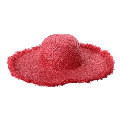 China Straw High Quality Fashion Raffia Dome Straw Summer Brim Beach Sun Wide Straw Hat For Women for sale