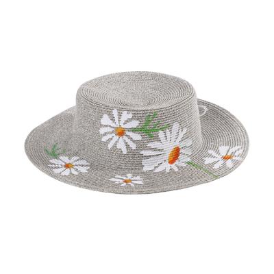 China Hot Selling Stylish Picture Summer Printed Personalized Handmade Wide Brim Straw Hat Beach Hat Woven for sale