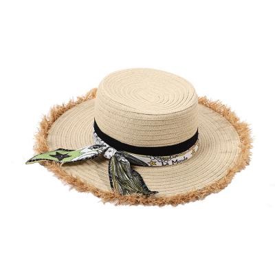 China Wholesale Adult Straw Hat Sun Visor Summer Paper Braid Wide Brim Chillout Straw Hat For Ladies for sale