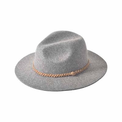 China Vintage Character Elegant Women's Custom Handmade 100% Australian Wool Hard Flat Brim Wide Felt Fedora Hats for sale