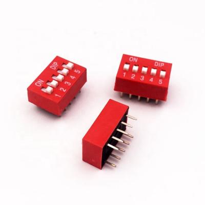 China Dip Switch 2.54mm Flat Spacing Straight Pins Inserted DS-2/3/4/5/6/7/8/9/10/12P Red Blue Dip Flat Switch ZjZC-DS for sale