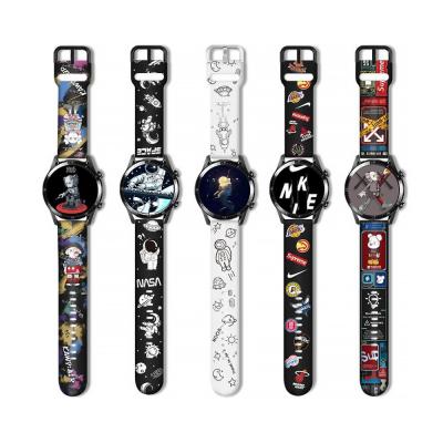 China New Style Day / Date Prints Patterns Mens Quartz Watch With Silicone Strap for sale