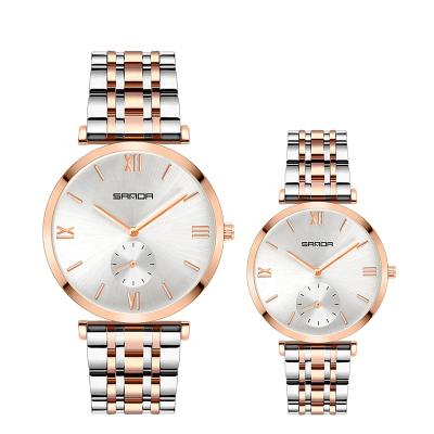 China Custom Water Resistant Second Hand Dial Sunburst Face Watch Brand Watch Fastrack Couples Watch Set Waterproof for sale