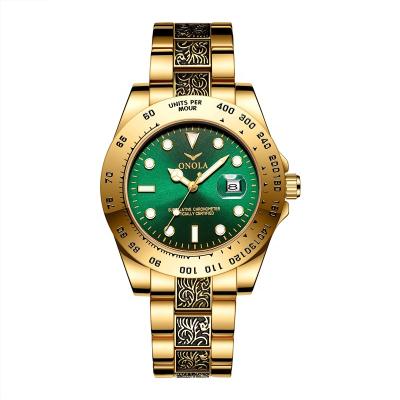 China 2020 Automatic Dial Mens Green Date Hand Watches Gold Steel Watch High Quality Mens for sale