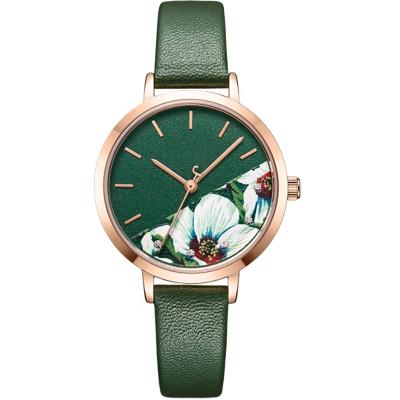 China Waterproof 3D Printing Flora Dial Crystal Ladies Wristwatch 32mm Small Size Strap for sale