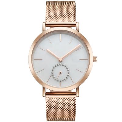 China Non-Specific Diamond Face Minimalist Mesh Bracelet Wrist Watch For Women 18k Gold Plated Wrist Watch for sale