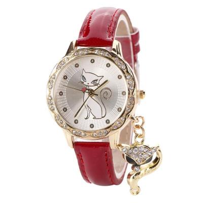 China Lady Cute Cat Watch Fashion Women's Non-specific Quartz Luxury Wristwatches Crystal Rhinestone Stainless Steel Girl's Wristwatches for sale