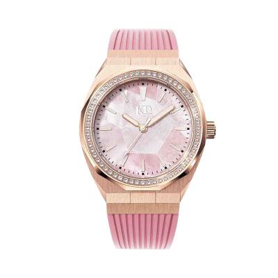 China Multicolor Automatic Date Ocean Surface Silicone Strap Stainless Steel Case Watch Diamond Quartz Watches For Women for sale