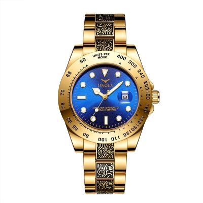 China New Arrival Date Automatic Man Watches 2020 Band Watch Engraving Gold Luxury Men for sale