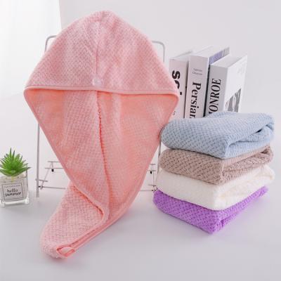 China QUICK-DRY Shower spa head wrap hair drying hat turban microfiber terry dry hair towel for sale