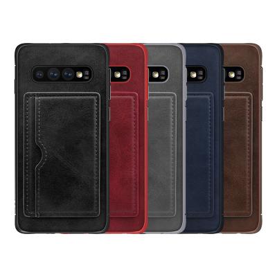 China Fanshion in stock PU leather back cover case for Samsung s10/s10e/s10 plus case Anti-drop smartphone cover case for sale