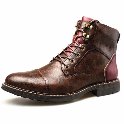 China Other Mens Leather Boots Vintage Zipper Style Ankle Lace Up Shoes for sale