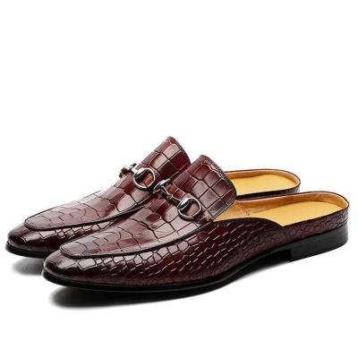 China Anti-odor men's leather loafers fashion small casual leather shoes tend slippers single shoes European size 38-48 for sale