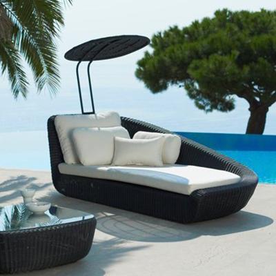 China Sun Sofa HDPE Rattan Wicker Double Sun Sofa for sale