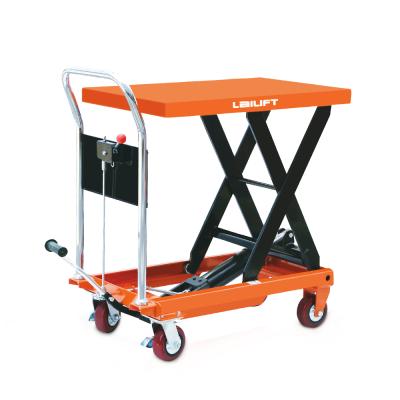 China Warehouse Material Handling Equipment 1 Ton Scissor Lift Table Manual Hydraulic Mechanical Trolley for sale