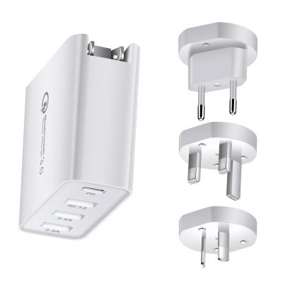 China UniversalÂ   Portable Multi Function Dual USB 4 USB Mobile Phone Charger 20W 25W QC3.0 Adapter PD Fast Port Type-C Multi Charger for sale