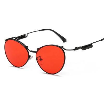 China New Fashion Sunglasses Punk Sunglasses With Spring Mirror Legs Harley Sunglasses Retro Wholesale for sale