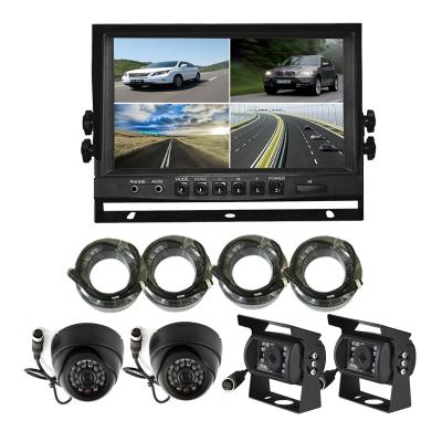 China Heavy Duty Vehicles Such As Buses 9 Inch Screen Dual Display 4CH Split Car Monitor Backup Camera System For Heavy Duty Vehicles for sale