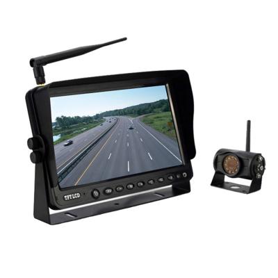 China 24V 2.4GHz 7 inch screen digital analog wireless backup rearview reversing camera system for heavy duty vehicles for sale