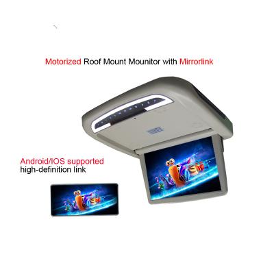 China 12.1 Inch Remote Control Auto Electric Motorized Shake Down Car Monitor Celling Mount LCD Overhead Monitor with USB/SD for sale