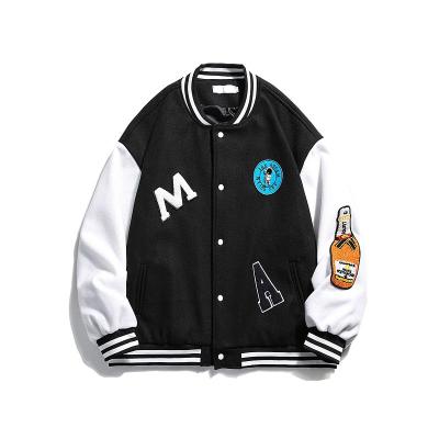 China Wholesale Breathable Embroidery Men's Clothing Color Couples Styles Contrast Baseball Jacket Casual Drop Tops Varsity Jackets For Students for sale