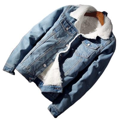 China Winter QUICK DRY men's jeans jacket black loose denim wool fleece jacket men's warm denim jacket for men for sale