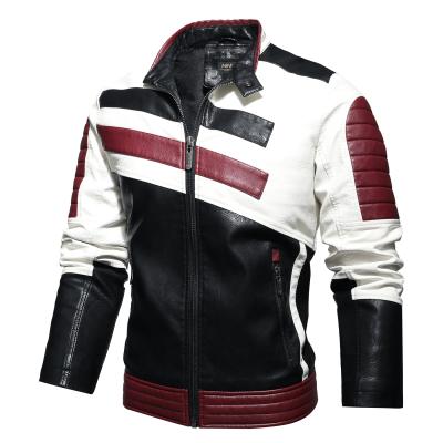 China Custom Logo PU Leather Jacket Custom Leather Jacket Men Waterproof Bomber Leather Jackets For Men for sale