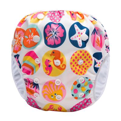 China Printed Reusable Absorbent Swim Diapers Waterproof Cloth Outer Baby Swimming Diaper For Kids for sale