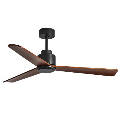 China Household Sound Selling 52 Inch Modern Black Wood Ceiling Fan Without Light for sale