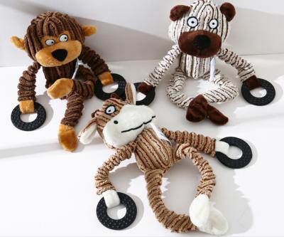 China Sustainable Monkey, Bear, Cattle Stuffed Black Cow Toy Plush Hot Dog Pet Toys With Pop for sale