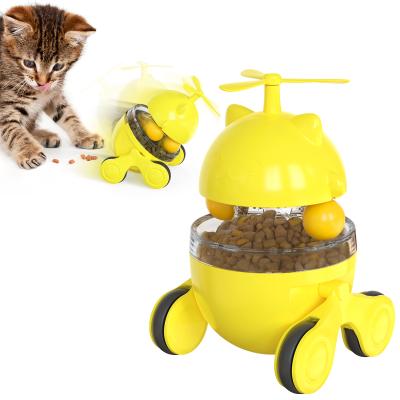 China Pet Cat Stable Mobile Pet Food Toys Dropping Interactive Dog Toys Pet Supplies With Wheels for sale