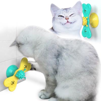 China Sustainable Interesting Pet Chew Toy With Sucking Disc Move-Activated Hanging Cat Toys With A Windmill for sale