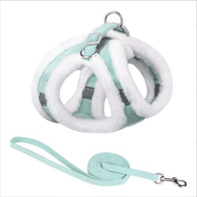 China Winter Sustainable Warm Pet Running Leash Dog Traction Rope With Artificial Rabbit Hair Vest for sale