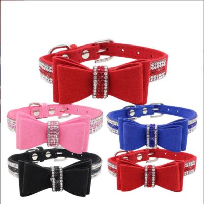 China Smart Stocked Bowknot Cute Pet Collar Glitter Pet Accessories Necklace with Many Crystals for Pets Baby for sale