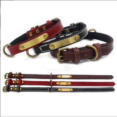 China Metal Material Laser Carving Pet Health Instant Dog Collar Soft Leather Pet Stocked for sale