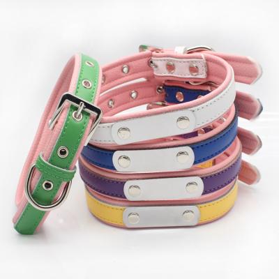 China Stocked Light Weight And Soft PU Leather Dog Pet ID Tag For Harness Laser Designer Anti-lost Durable Pet Collar Or Collar for sale