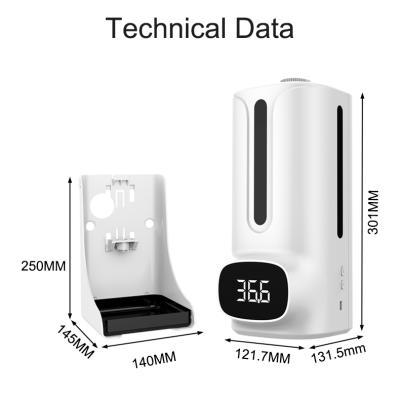 China Touchless Automatic Double Soap Dispenser Temperature Measurement k9 Max Thermometer Hand Sanitizer Soap Dispenser for sale