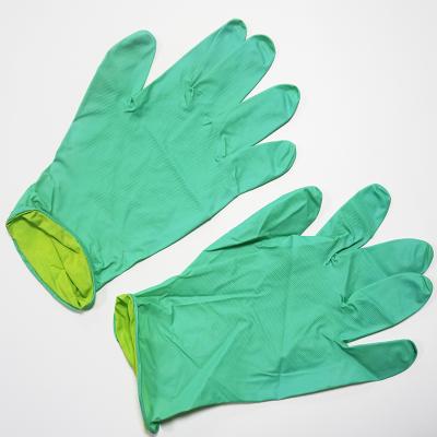 China Hot Selling 9 Inch Diamond Nitrile Glov Nitrile Powder Guantes Extra Thick Free Green Nitriles Cleaning Glov for sale