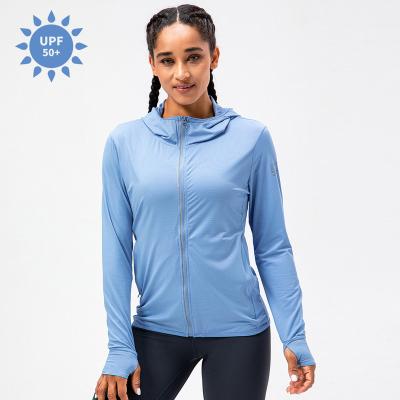 China UPF 50+ Zipper Sun Protection Jacket Women Long Sleeve Hooded UV Shirt Sun Protection Jacket Outdoor Activities for sale