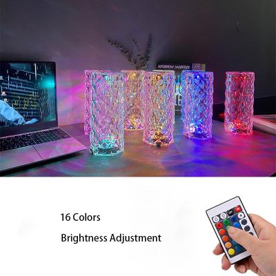 China Modern RGB Crystal Lamp Rechargeable Touch Table 3D Wireless Portable Decorative Night Light for Bedside for sale