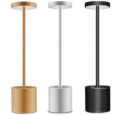 China Modern Cordless Rechargeable Portable Table Lamp Aluminum Alloy Battery Power Desk Lamp 3 Level Touch Dimming Reading Desk Lamp for sale