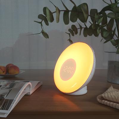 China Sunset Sunrise Lamp Digital Radio Alarm Clock Wake Up Light Sunrise Alarm Clock for Bedroom for sale